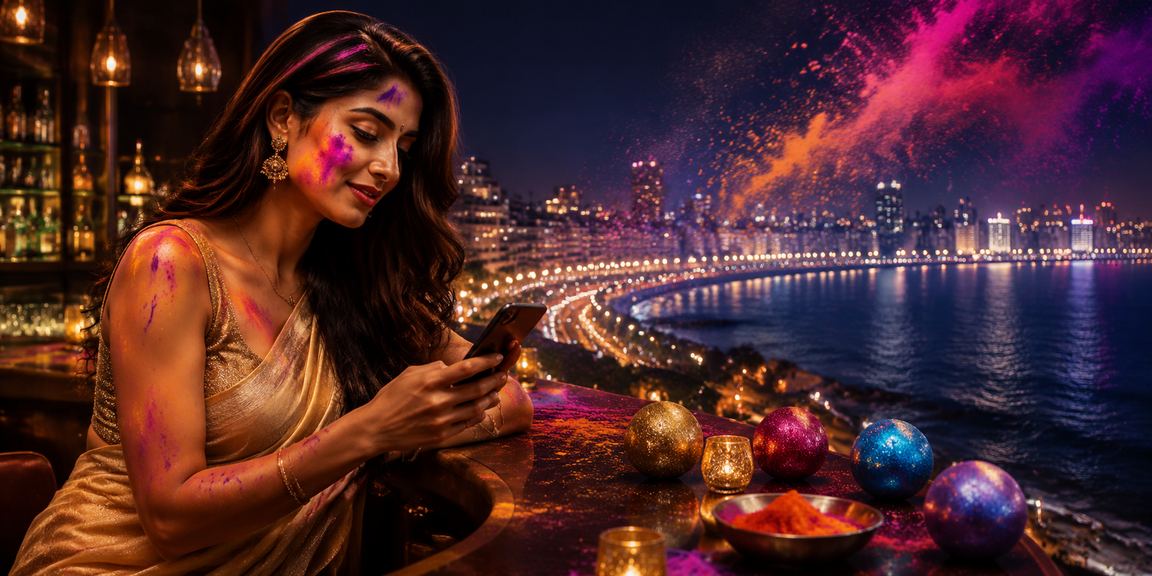 Lottery celebration at Mumbai Marine Drive during Holi festival